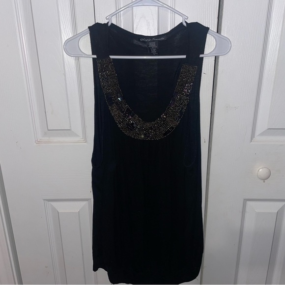 Simply Irresistible Black Beaded Rhinestone Soft Tank Top Size 2XL - Picture 2 of 5